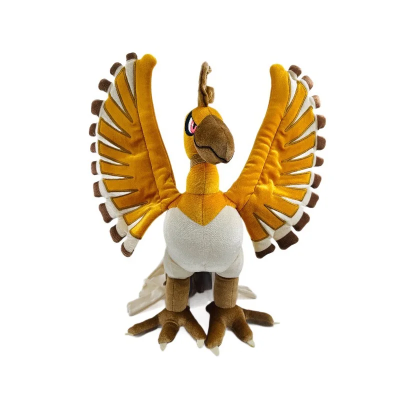 

35cm Articulated Ho-Oh Phoenix Plush - Bendable Wire Frame Wings & Tail, Legendary Pokémon Collectible Doll for Display