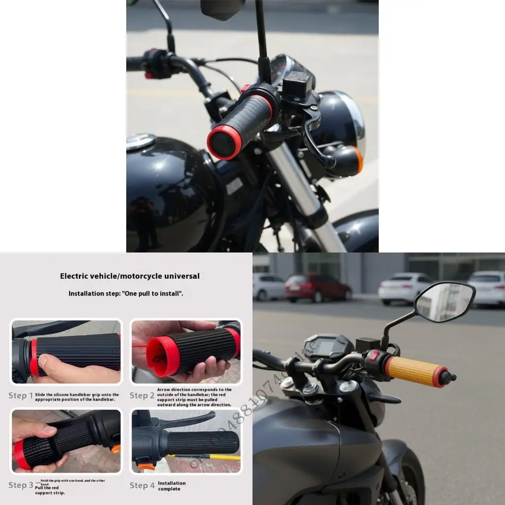 Pack of 2 Silicone Motorcycle Handlebar Covers Slip Resistant Universal Fit Handlebar Grips Vibration Dampening for Ride 