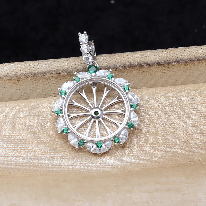 S925 Sterling Silver Pendant Mounts Base Findings Settings Mountings Jewelry Fittings for 15-16mm Pearls