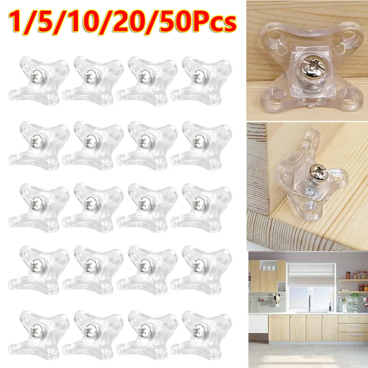 1/5/10/20/50Pc Clear Removable Corner Bracket Brace Combination Butterfly Stand Code L Shape Corner Protector Brace Right Angles