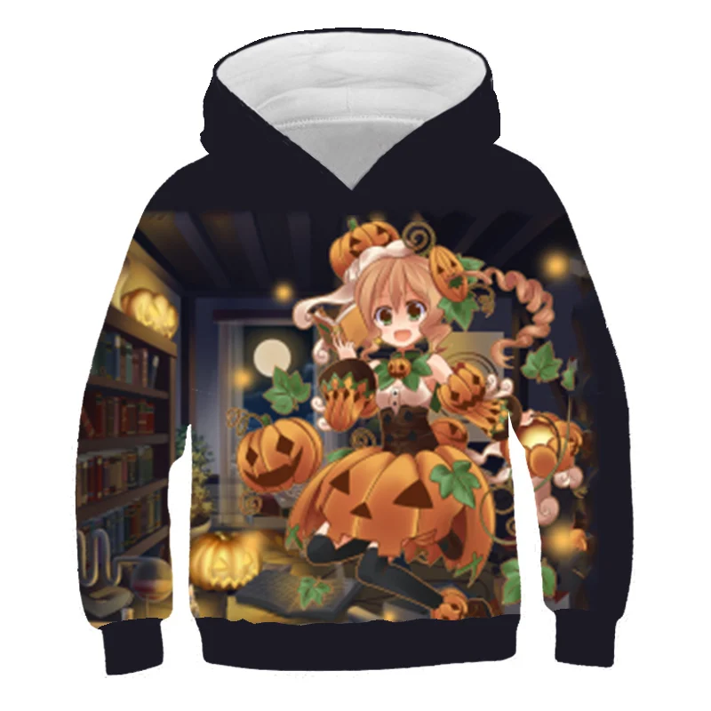 Hoodies Happy Halloween 3D Print Pumpkinhead Sweatshirts Boys Girls Unisex Hooded Sweatshirt kids Fashion Cartoon Oversized Coat