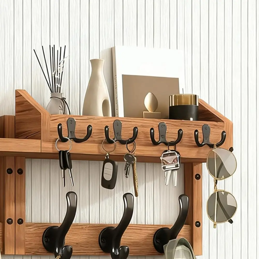 Hat Bag Organizer Wall Mount Coat Rack with Shelf 4-in-1 Entryway Organizer with Hooks Mail Holder Rustic Key Hanger for Room