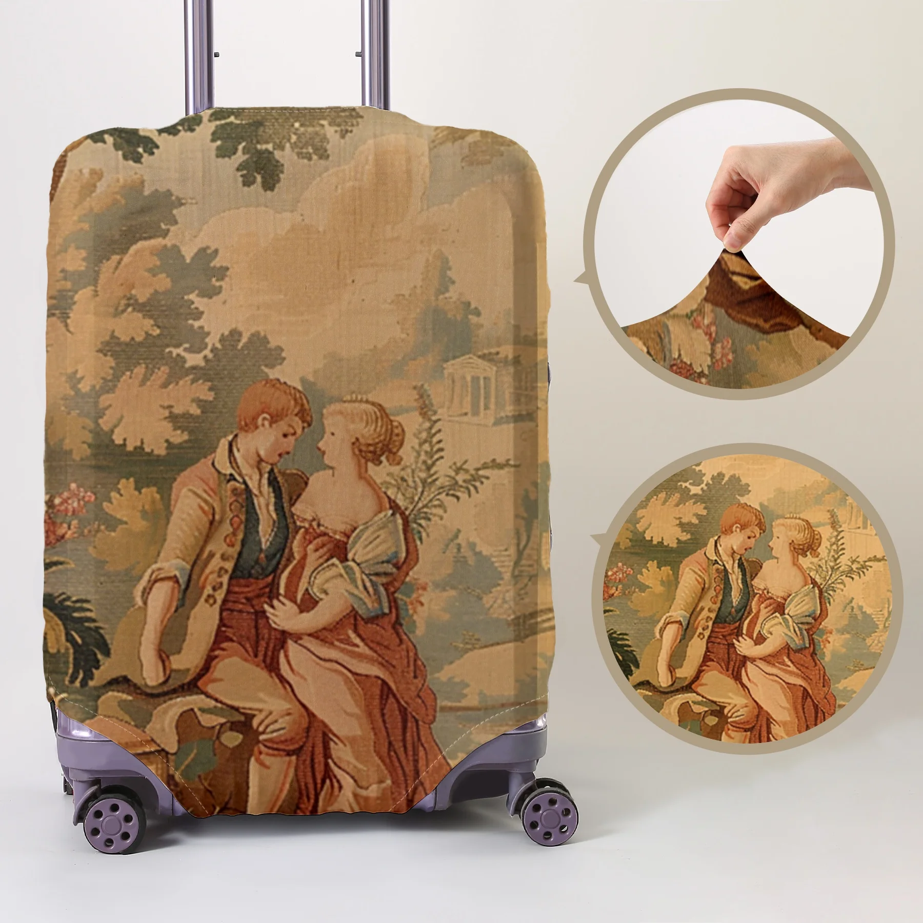 

Защитный чехол для багажа с узором в стиле европейской придворной одежды XVIII века, подходит для чемоданов 18-32 дюймов, для ручной клади.