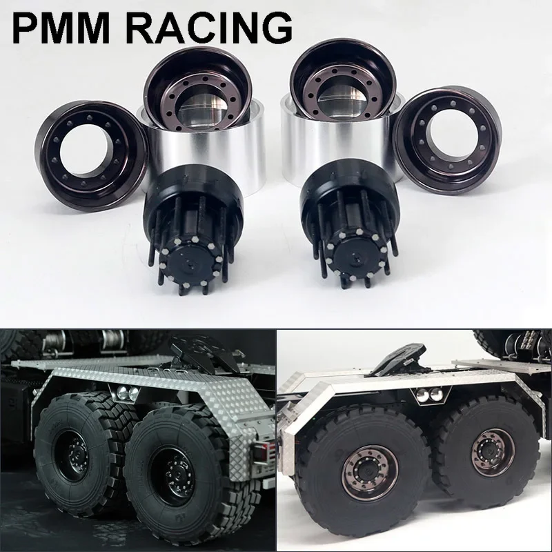 1 Pair Metal Simulation Wheel Rear Hub for 1/14 Tamiya RC Truck Trailer Tipper Electric Car Scania MAN Benz Volvo LUSE Diy Parts