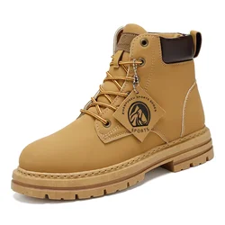 Men's Footwear Resistant Waterproof High-top Motorcycle Boots Soft Bottom Work Clothes Anti-slip Yellow Boots Men Cowboy Boots