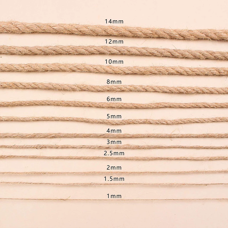 1mm-10mm Natürliches Juteseil Hochwertiges Hanfseil Schnur Makramee-Kordeln für Handwerk DIY Heimdekoration – Detail 3