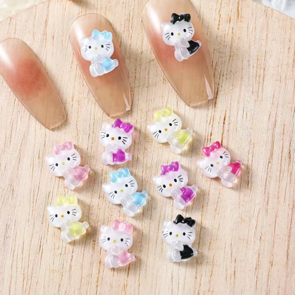

30pcs Colorful Resin Glitter Mini Crystal Cute Bowknot Cat Nail Flatback Rhinestone Appliques DIY Scrapbook Decor Accessories