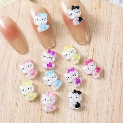 30pcs Colorful Resin Glitter Mini Crystal Cute Bowknot Cat Nail Flatback Rhinestone Appliques DIY Scrapbook Decor Accessories