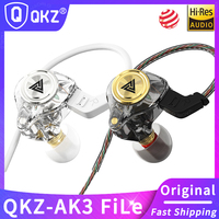 QKZ AK3 FiLe Wired Earphone with Microphone HiFi Music Monitor Bass Headphones Noise Cancelling Headset For Sport Gaming Earbuds