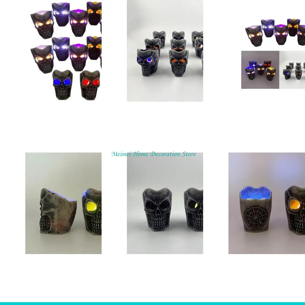 H7BF 12PCS Halloween Skull Head LED LED LID LIGHT LIGHT LIGH
