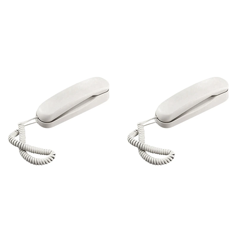 2X Wired Wall Phone, Hotel Small Phone, Suitable For Home/Bathroom/School/Office Fixed Wall Phone, White