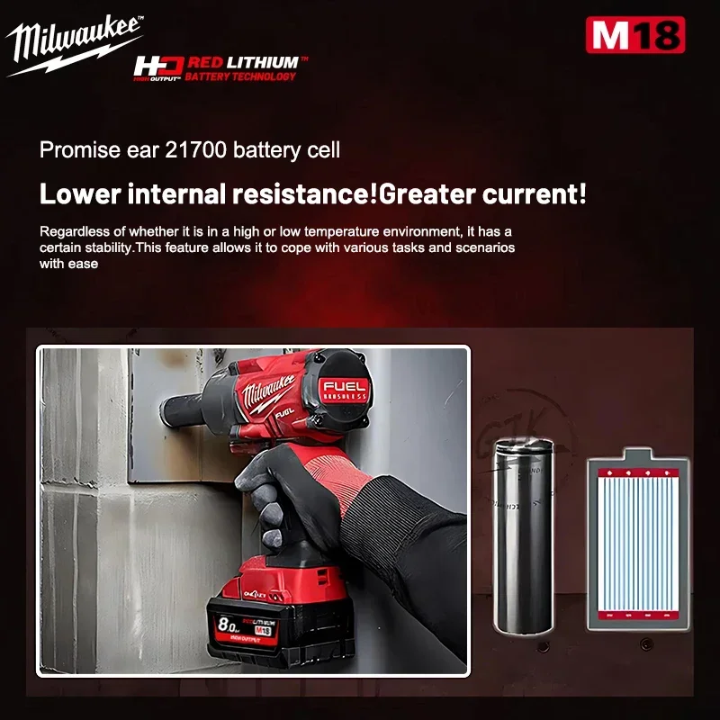 Baterie Milwaukee M18 kompatibilní s 18V 9,0Ah 9000mAh 21700 články. Vyměňte lithiovou baterii v elektrickém nářadí Milwaukee. - náhled 5