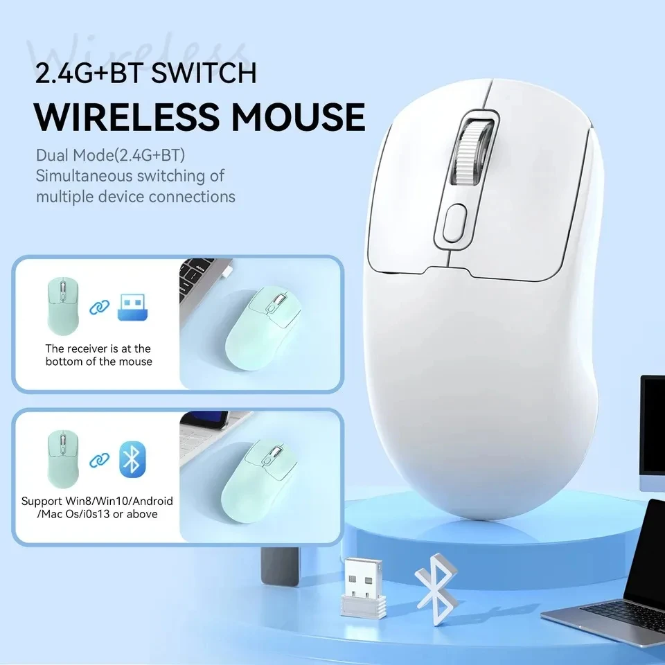 

2.4G Wireless Mouse Rechargeable 500mAh Bluetooth-Compatible Mouse Gamer Bluetooth Mouse For Laptop/Notebook/iPad/Tablet