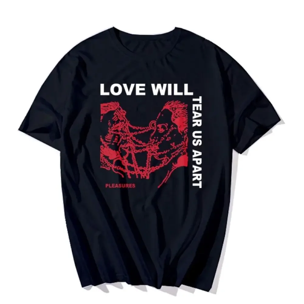 Love Will Tear As Apart T-Shirt Men's Fashionable Printed Cotton Street Style Loose Fitting T-Shirt Casual Tops