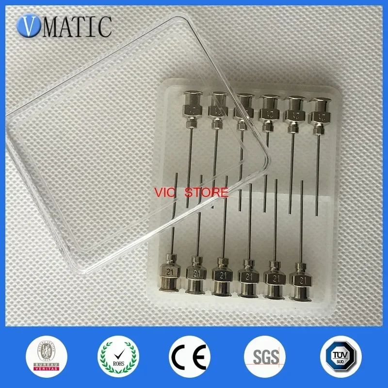 Free Shipping 12Pcs 1 Inch Tip Length 21G Metal Stainless Steel Syringe Needle
