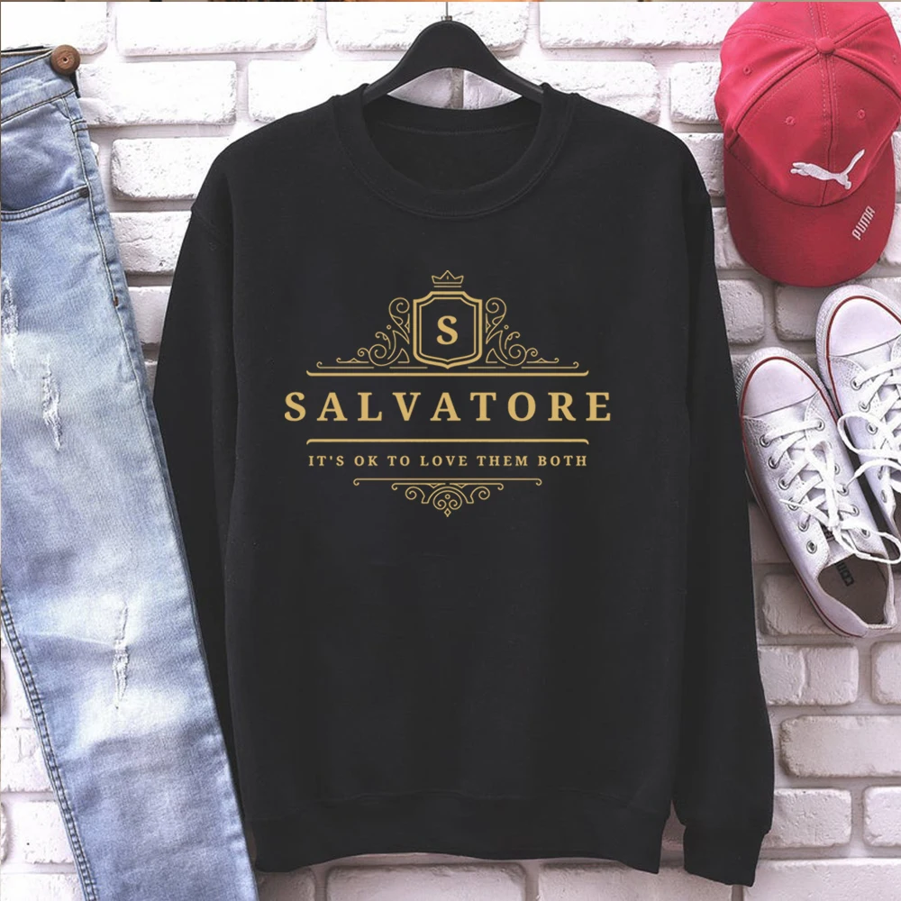 Salvatore It\'s Ok To Love Them Both Sweatshirt Vampire Diaries Damon Stefan Salvatore Brother Jumper Mystic Falls TVD Sweatshirt