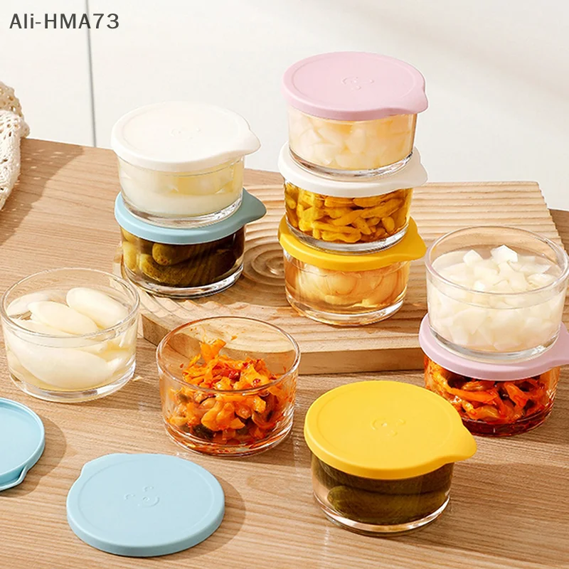 

Microwave Safe Round Food Storage Container High Borosilicate Glass Pickle Sealed Jar Refrigerator Fruit Vegetable Storage Jar