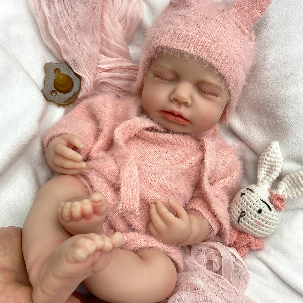 45cm Lifelike Full Body Soft Silicone Reborn Baby Girl Open Mouth Realistic Weighted Newborn Doll for Childcare Training