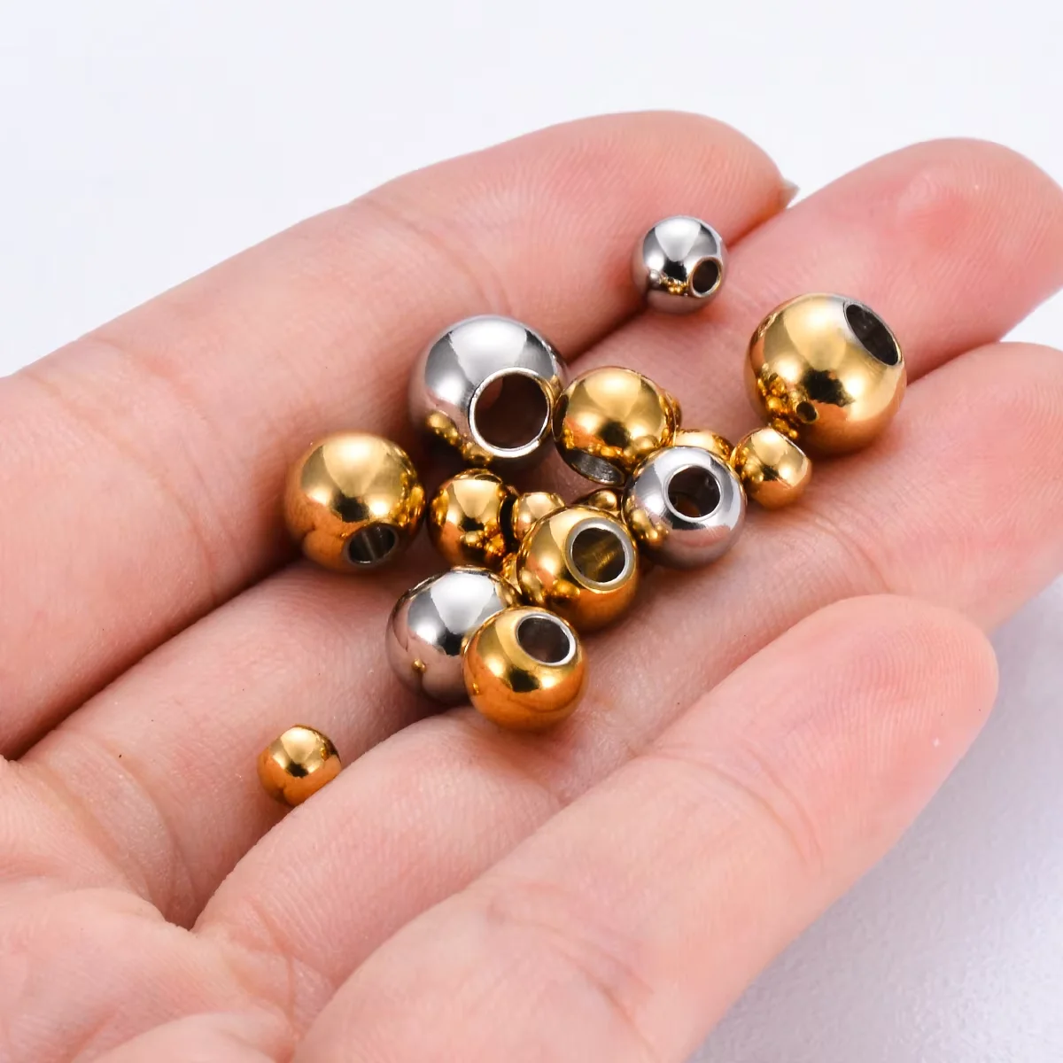Großhandel 100 Stück/Lot 3mm 4mm 5mm 6mm 8mm Edelstahl Runde Abstandsperlen Lose Perlen DIY Armbänder Halsketten Schmuckherstellung – Detail 5