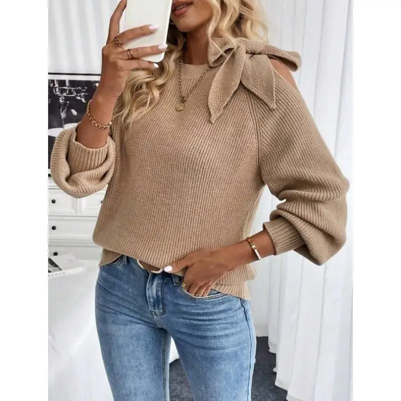 Nouveau tricots transfrontaliers asymétrique torsion oulder Long Sve femmes Ne neuf longueur manchette Coolmax fibre pull