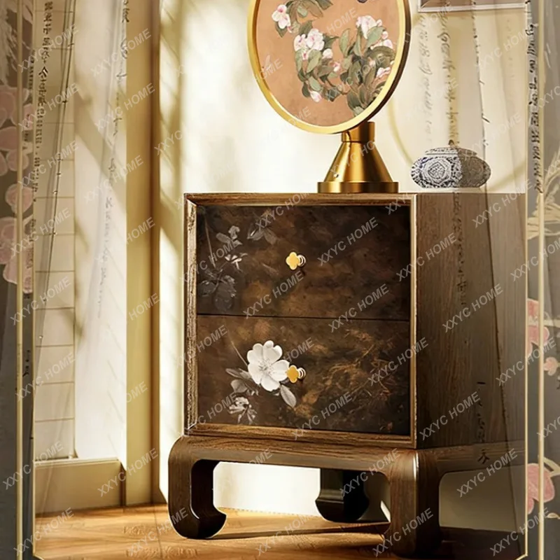 XX Chinese retro classic floral solid wood nightstand, Song's aesthetic chest drawer