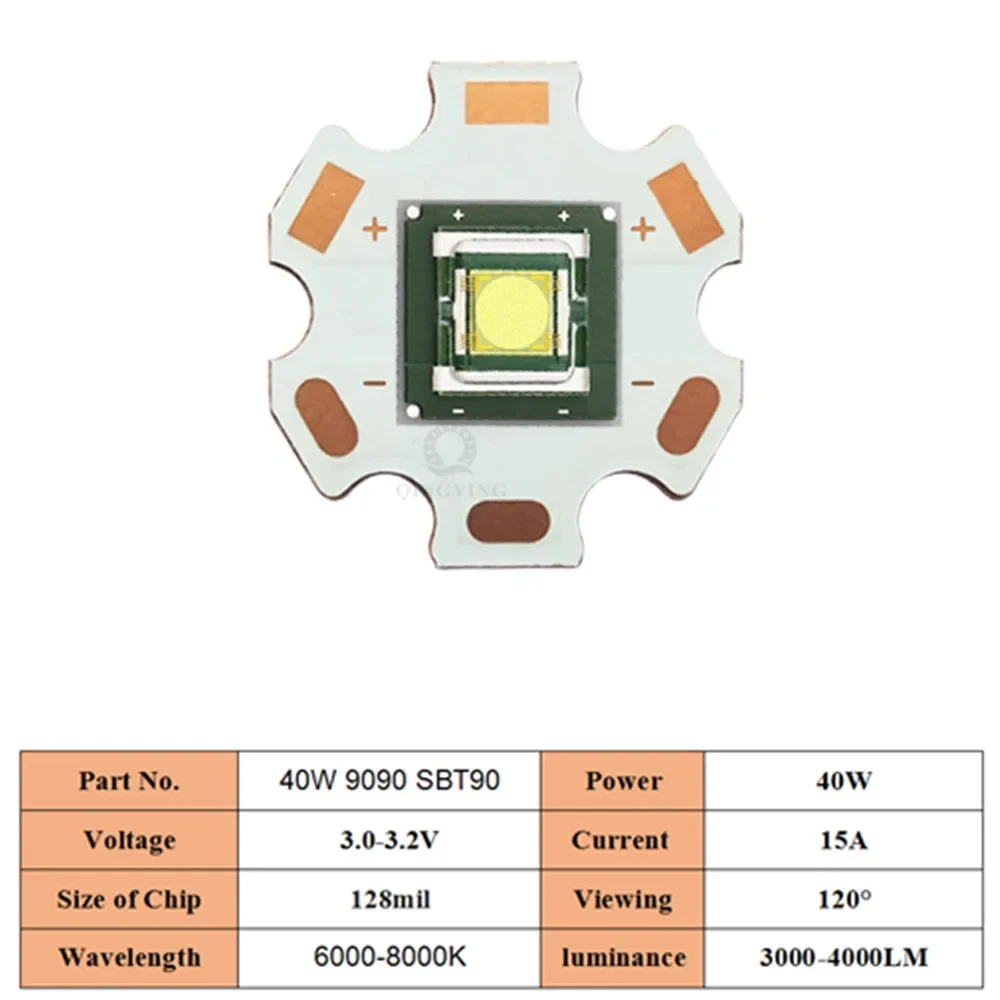 1pcs -10pcs 40W LED Chip Laser Light Beads 9090 SBT90 40watt 3V-3.2V 15A High Power SMD Diodes 3000-4000LM Cold White 6000-8000K