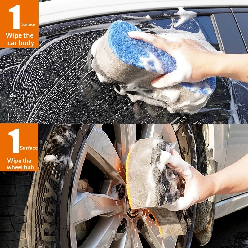 Three-layer large wave car wash sponge, car cleaning supplies, high-density car wiping sponge, large sponge block wholesale