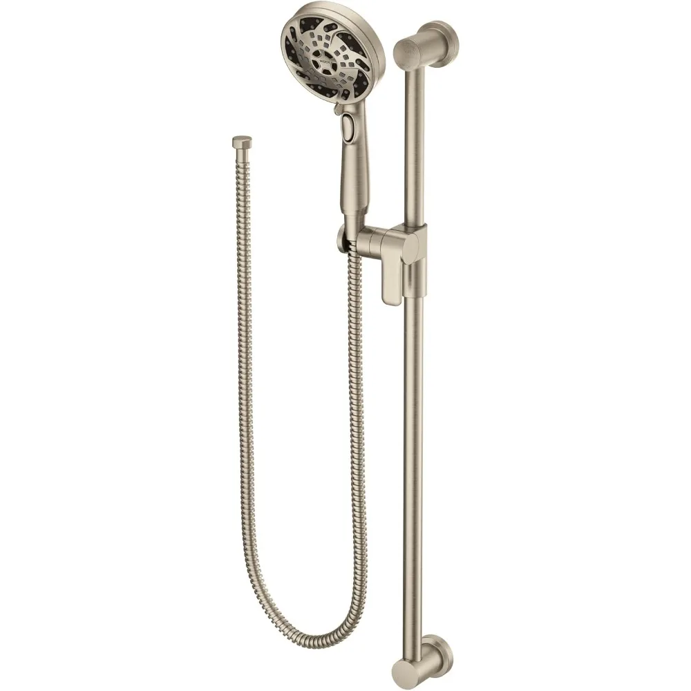 

Moen 3670EPBN 5-Function Massaging Handshower with Toggle Pause, Includes 30-Inch Slide Bar and 69-Inch Hose, Brushed Nickel
