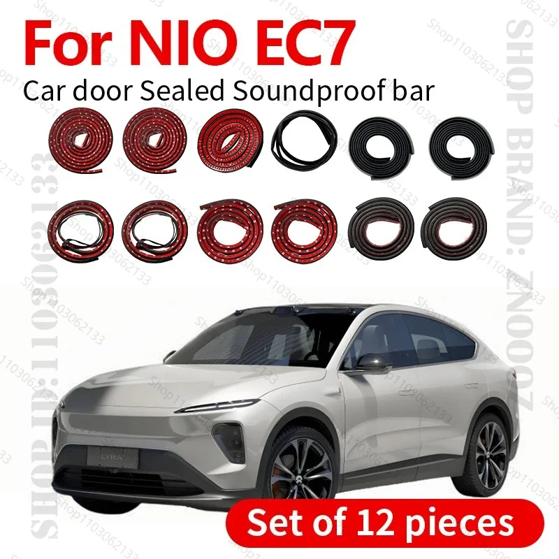 Car Door Seal Strip Rubber Double Layer Sealing Protector Soundproof Strip Dustproof Seal Strip 12PCS Set For 2022-2023 NIO EC7