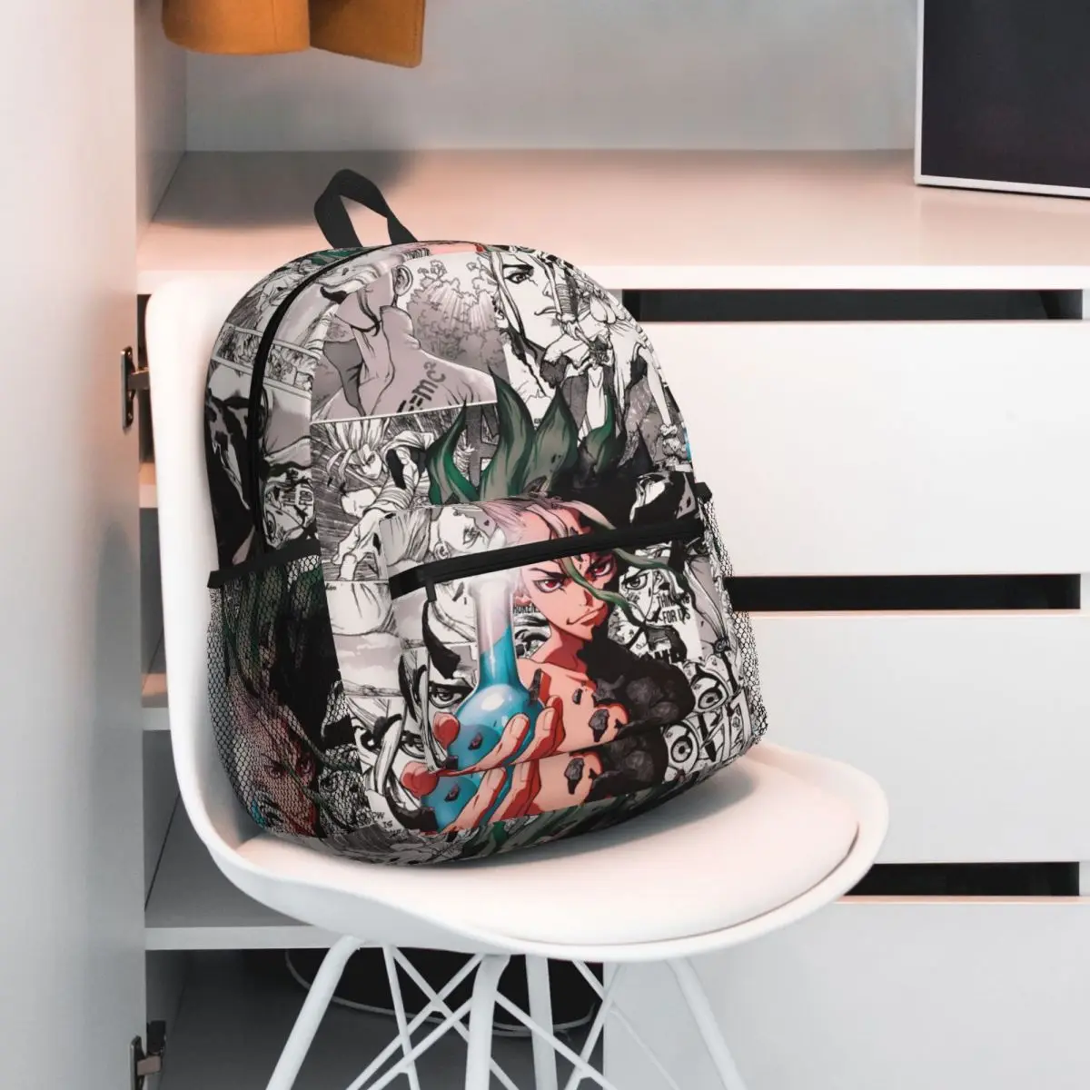 Senku Ishigami Dr Stone Apan Anime Student Backpack School Bag Hiking Travel Daypack for Men Women Bookbag Shoulder Bags