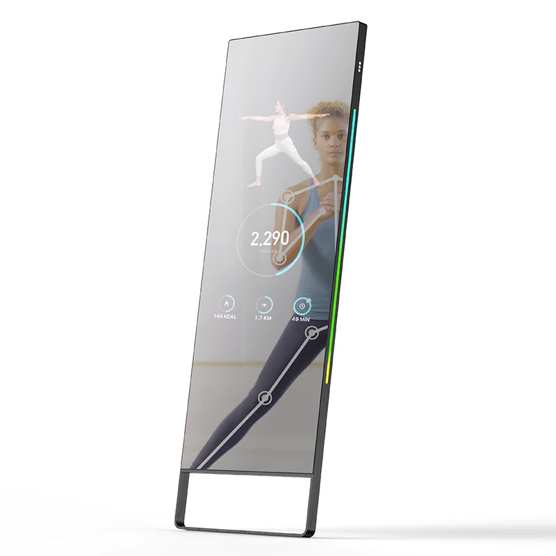 Gym Home Floor Standing Full Body Magic Mirror Android Touch Screen Digital Exercise Smart Fitness Workout Interactive Mirror