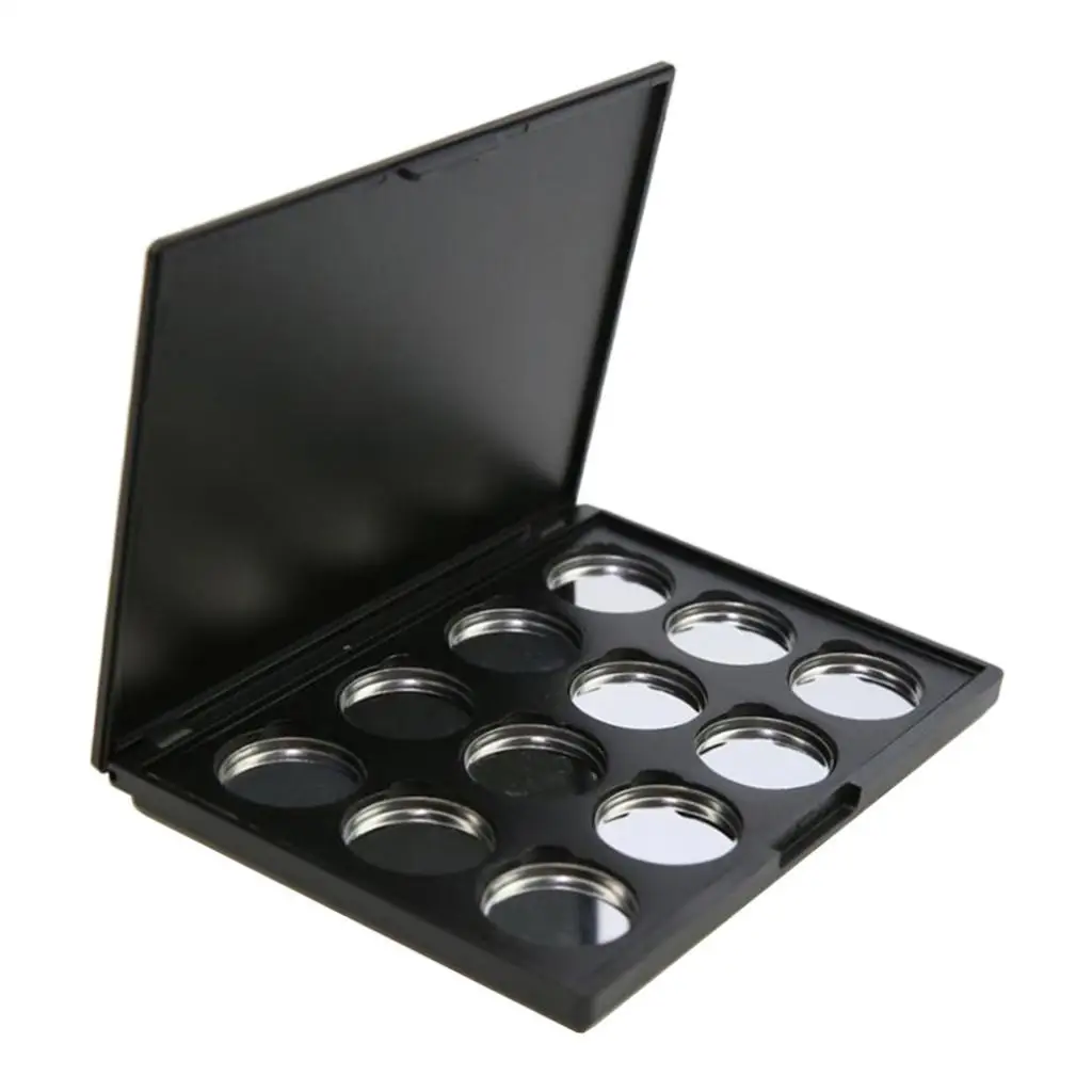 Magnetic Eyeshadow Makeup Palette Empty Blush Lipstick Container Case with 12Pcs 26mm Round Metal Pans