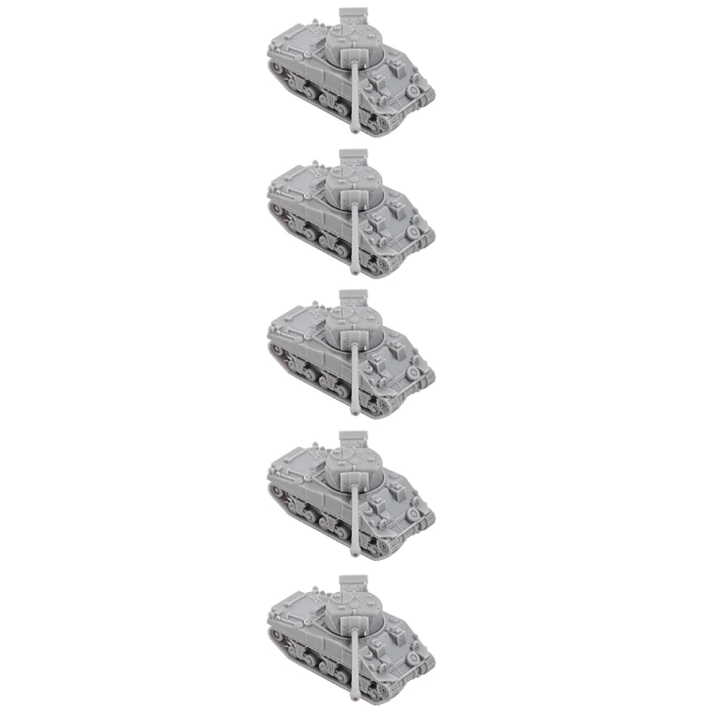 5PCS 1/144 Scale Sherman Firefly Tank Model Kit Uncolored 3D Printed Resin Combat Vehicles Simulation Chariot Static Ornament