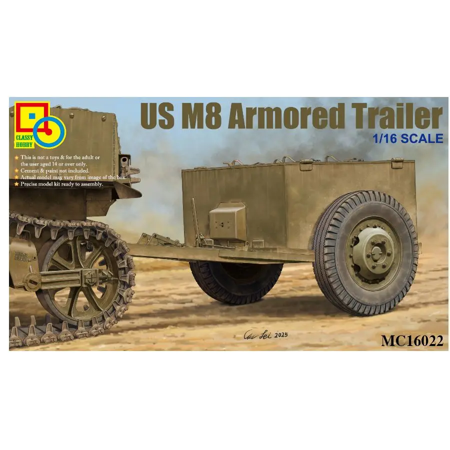 Classy Hobby MC16022 1/16 US M8 gepantserde aanhangwagen assemblagemodelset