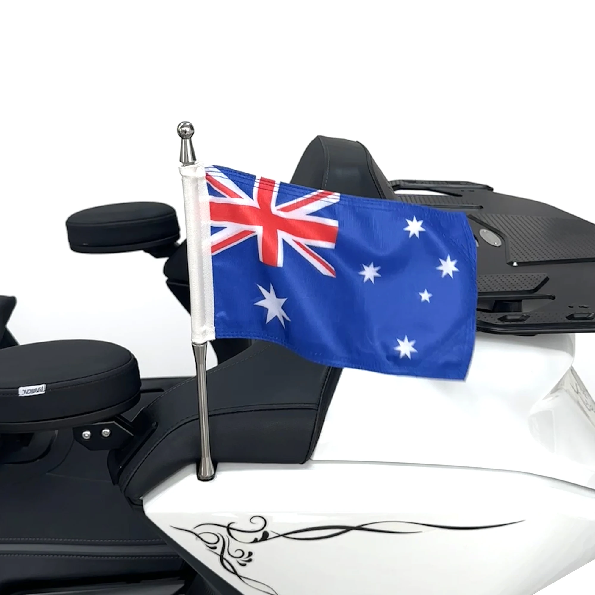 Panical Australia Black Passenger Rear Trunk Flag Set Flagpole Kit For Honda Gold Wing Tour GL1800 2018-2024