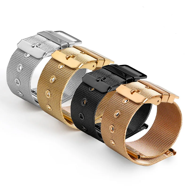 Mesh Milanese Watchband 18mm 20mm 22mm Quick Release Universal Stainless Steel Metal Watch Band Strap Bracelet Black Rose Gold