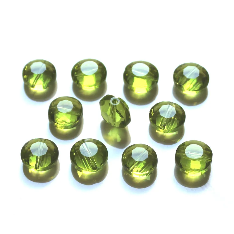 10MM Austria Flat Round Glass Faceted Bead For Bracelet Jewelry Making DIY Accessories Spacer Charm Loose Crystal Wheel Beads