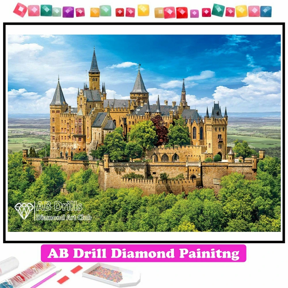 

Hohenzollern Castle 5D DIY AB Diamond Painting Embroidery German Landscape Handmade Cross Stitch Mosaic Handicraft Home Decor