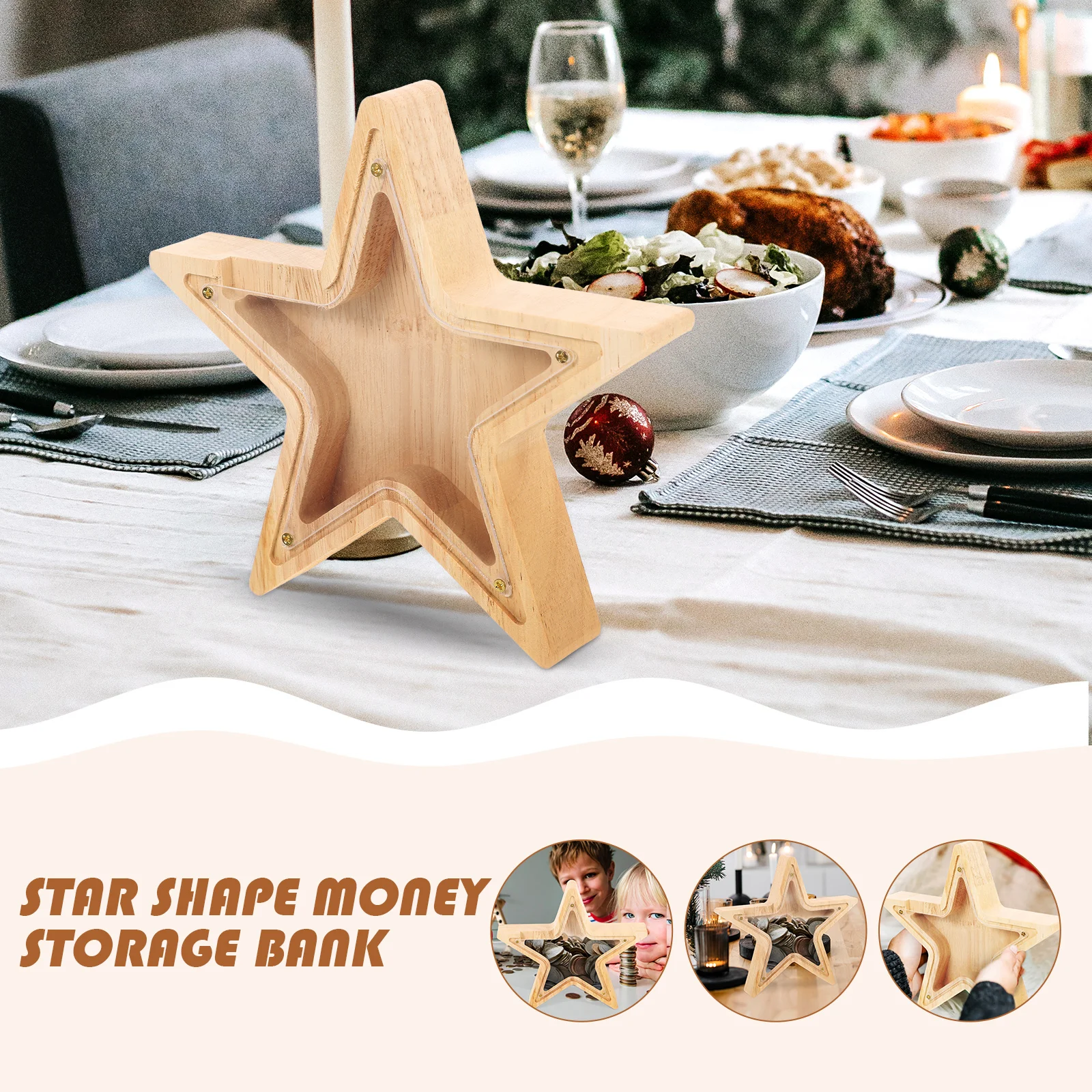 

Star Shaped Acrylic Money Desktop Adornment Box Large Capacity Coin Container Decorative Savings Pot Gift Idea