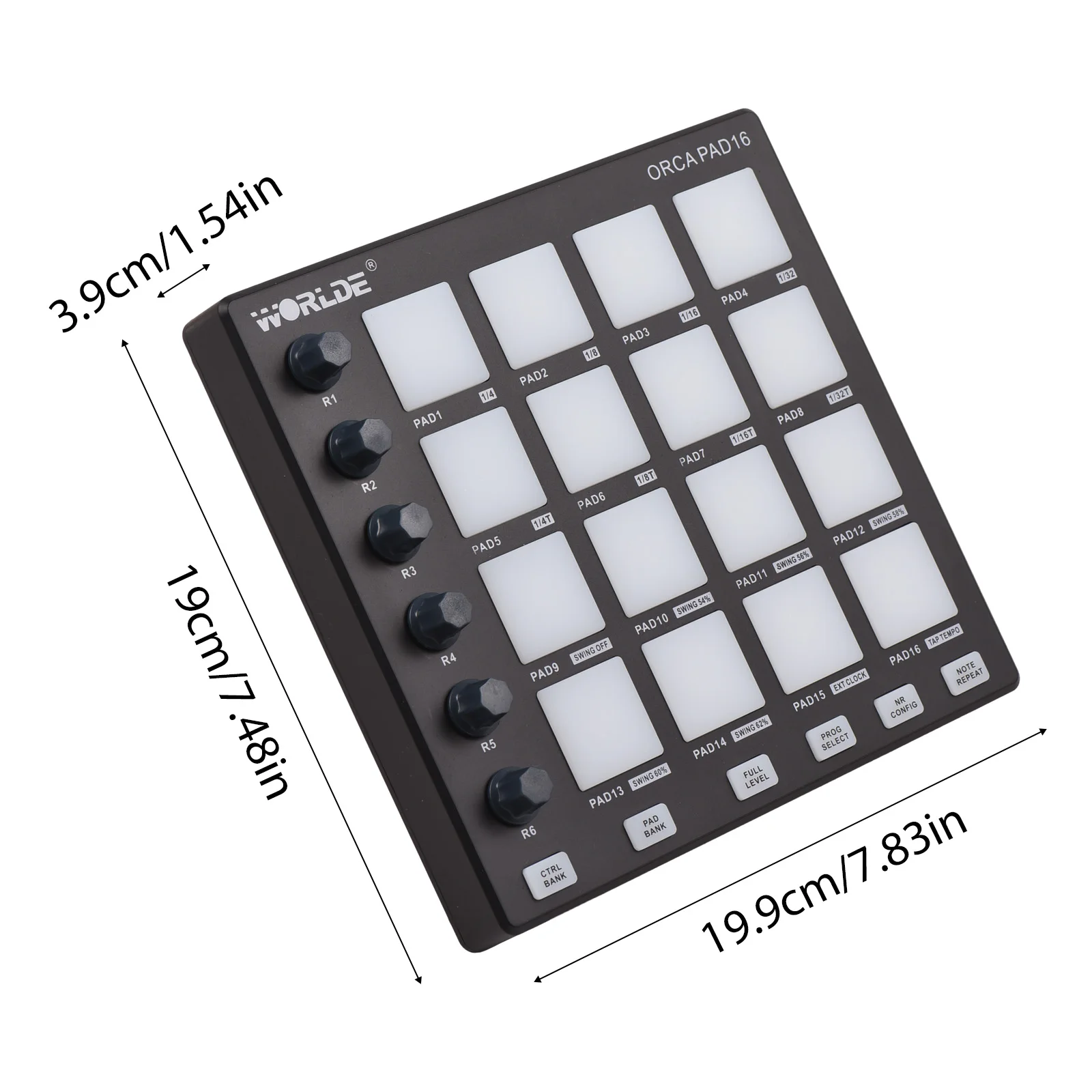 MIDI Controller Mini Controller Pad USB Backlit Drum Pads Beat Maker Machine 6Assignable Knobs Note Repeat Full Level Buttons