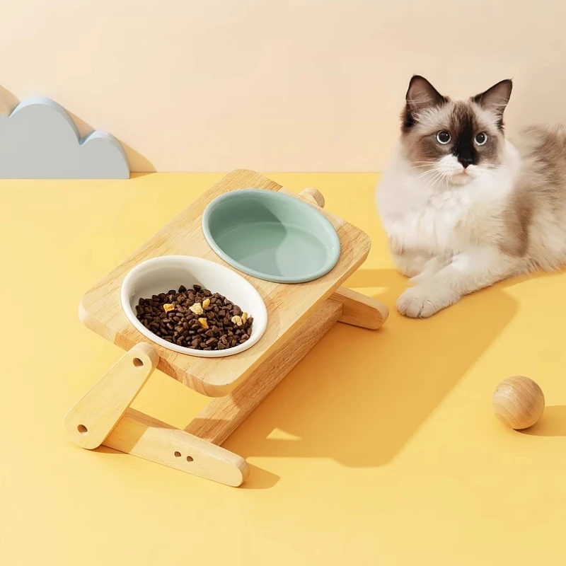 

Elevated Cat Ceramic Bowls Tilted Raised Pet Bowl Adjustable Height Dog Food Bowls Feeding Bowl Dog Dish Feeder for Cats Pets