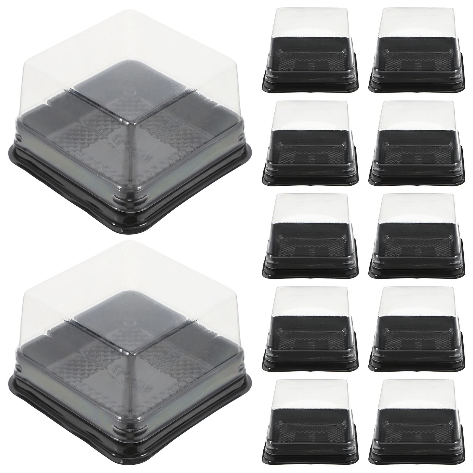 

100Pcs Square Plastic Food Storage Container Yolk Puff Box Moon Cake Holder PET Packaging Box With Lid For Cake Puff Storage