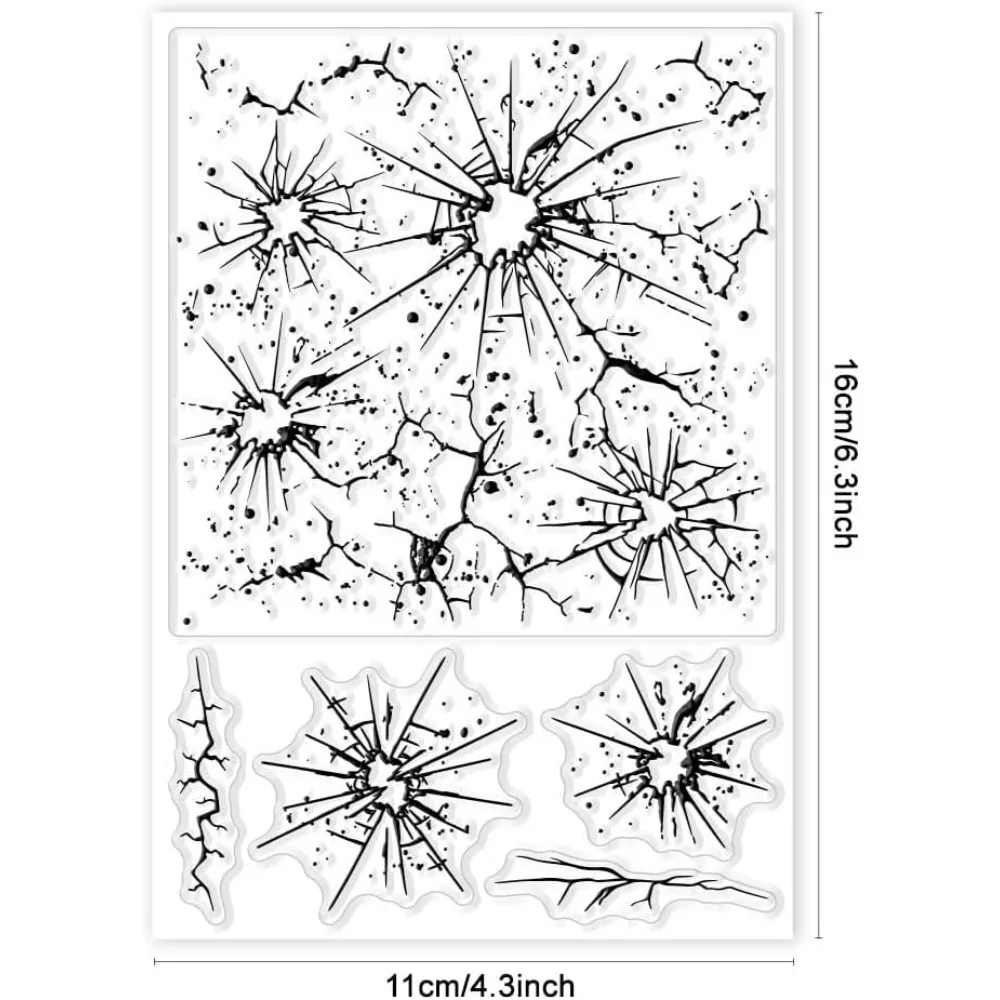Broken Glass Background Clear Stamps for DIY Scrapbooking Irregular Background Silicone Clear Stamp Seals Transparent Stamps