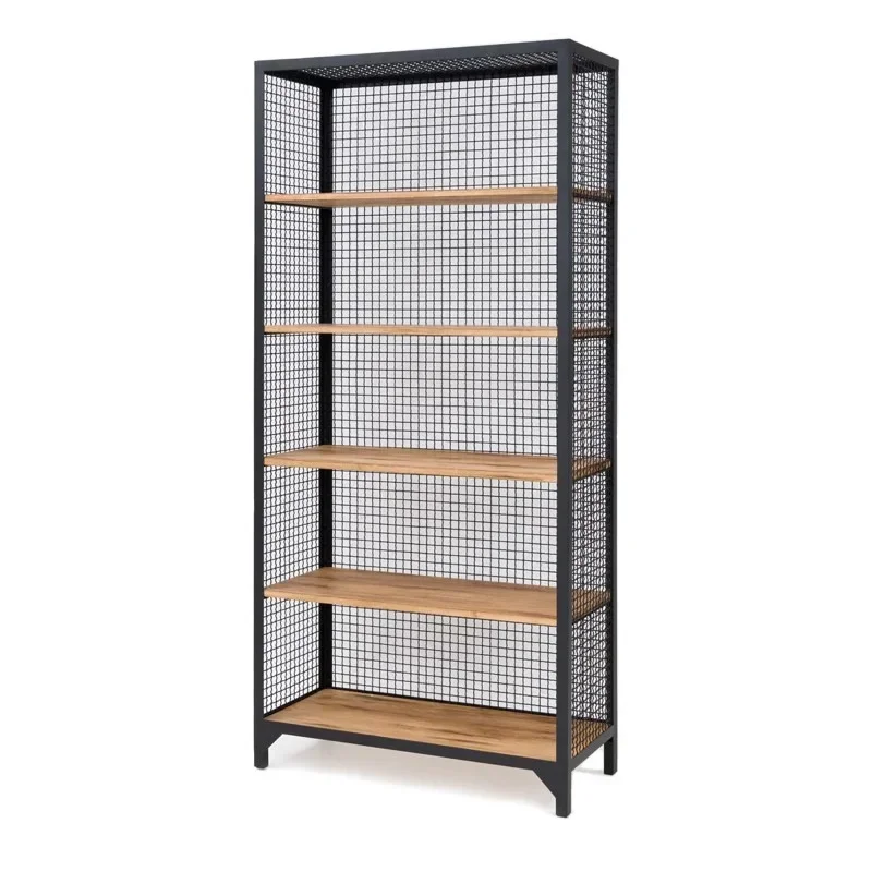 Solid wood iron display rack, home living room bookstore bookshelf multi-storey office storage multi-level shelf