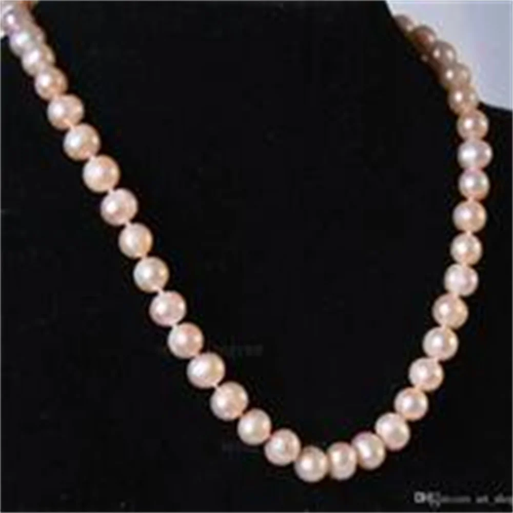 2017 Nieuwe Charming!8-9Mm Natuurlijke Roze Akoya Gekweekte Parel Ketting 18"