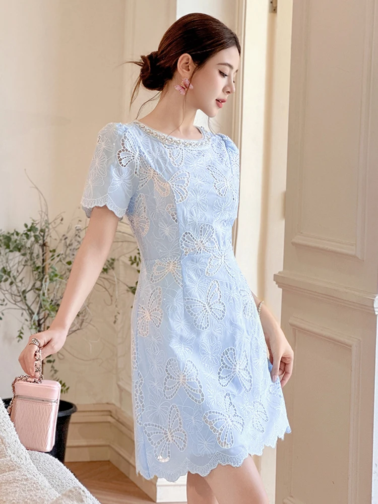 Robe de soirée d'anniversaire pour femmes, douce et délicate, élégante, Chic, broderie, paillettes, diamants, courte, robe de bal, Date