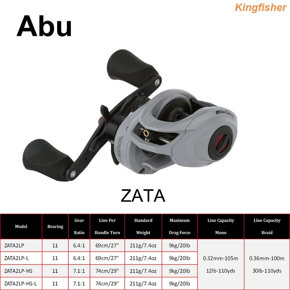 Abu Zata Baitcast Low Profile Fishing Reel 10+1BB Ultra Smooth Reel 9KG Max Drag Powerful Reel Double Brake System