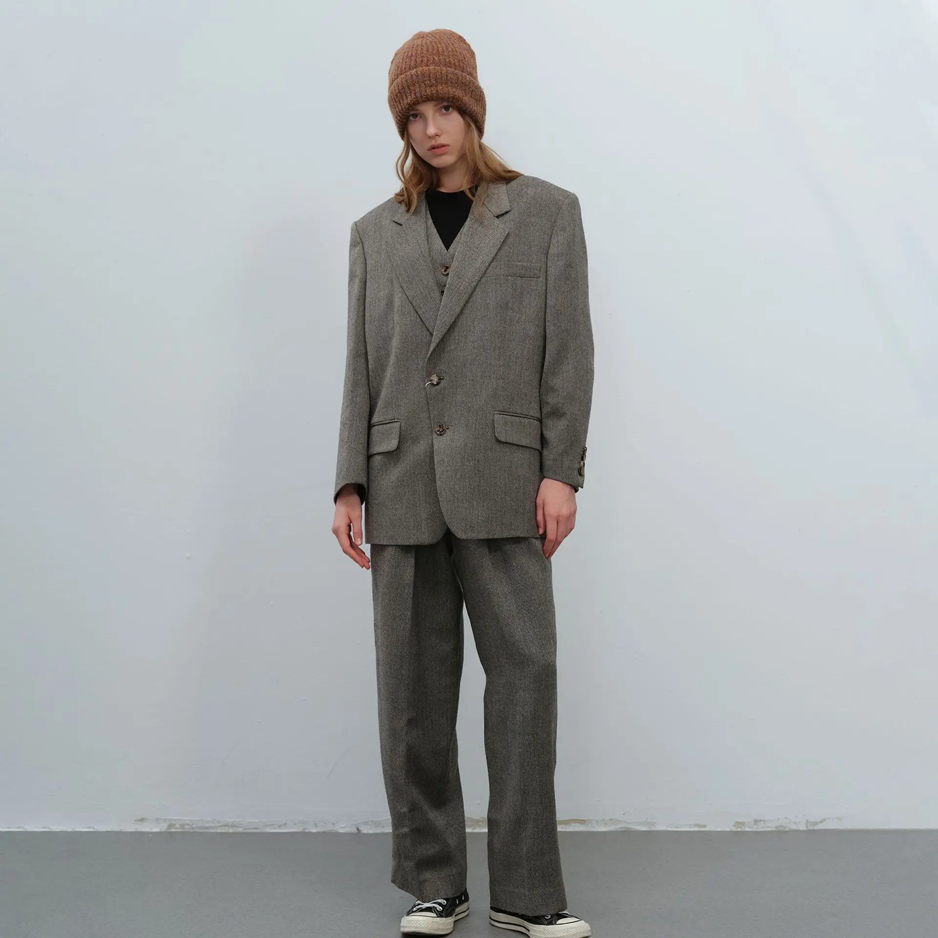 Gorro de lana tejido multicolor cambio gradual grueso cálido versátil mujer invierno sombrero frío hombres