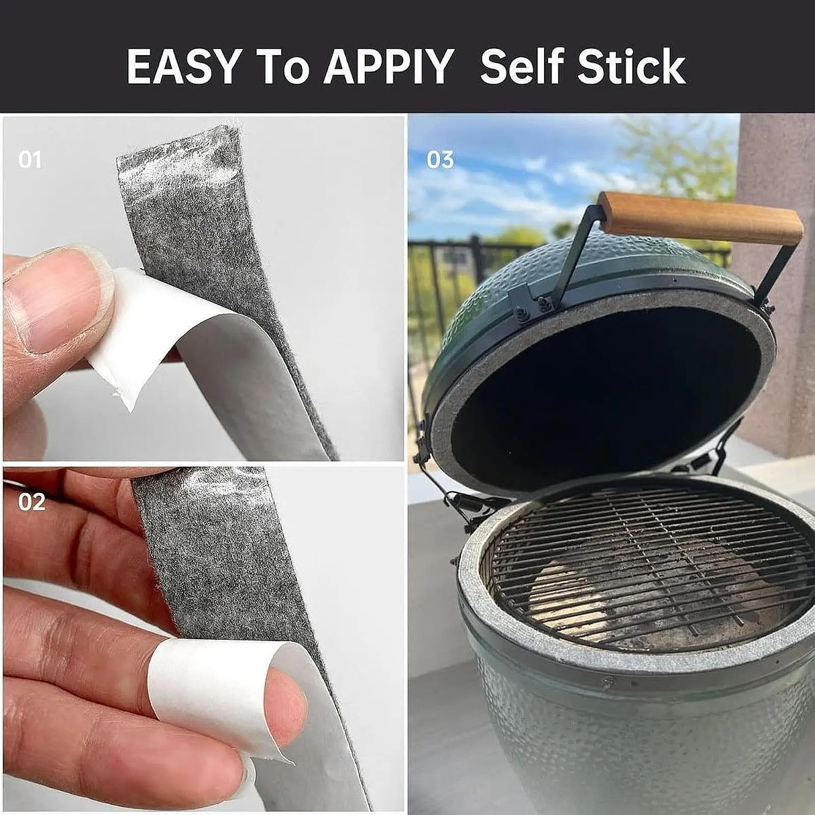 BBQ Gasket Tape Fireproof Grill Insulation Sealing Felt Replacement Gas Burner Protector for Gas Grill Accessories