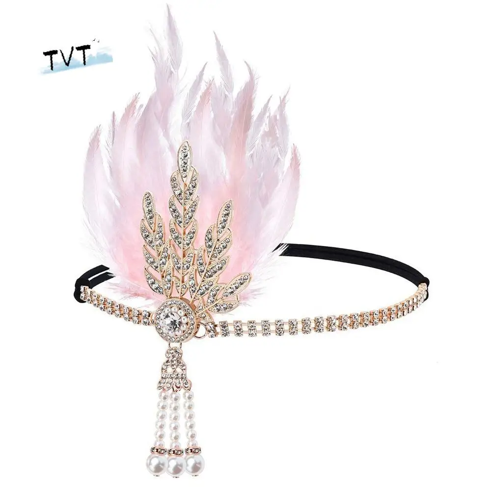 

Diamond Long Chain Crystal Headband Feather Headwear Masquerade Party Accessories Sequin Hair Korean Style Headband